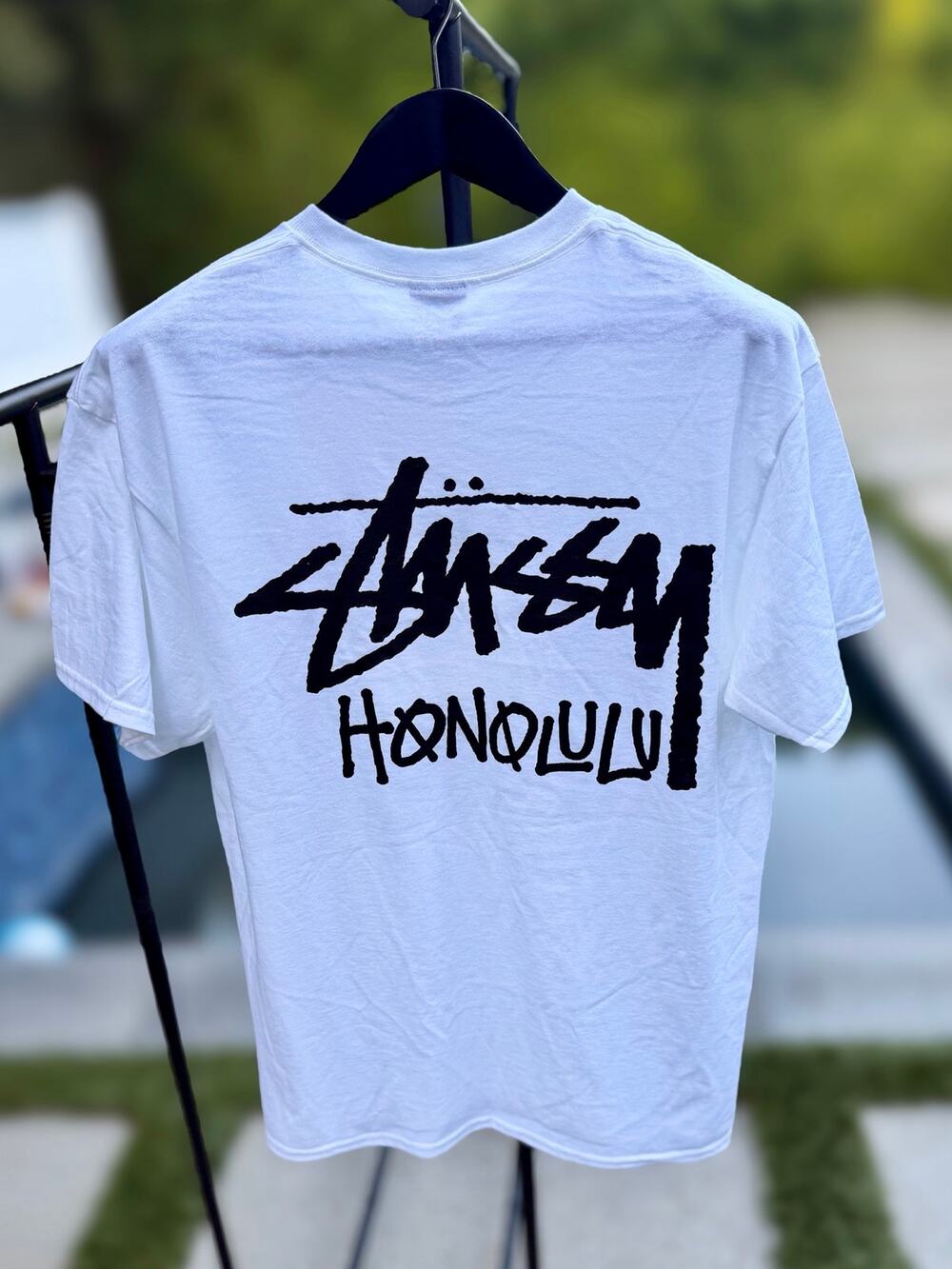 Stussy Honolulu Chapter T Shirt White Large NWOT Cut Tag Rare Back Logo Tee - Picture 2 of 7